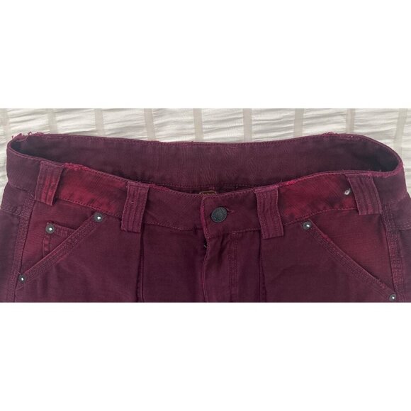 Free People Stay Awhile Carpenter Barrel Leg Pants Maroon Mulberry Sz 4 - Picture 10 of 10